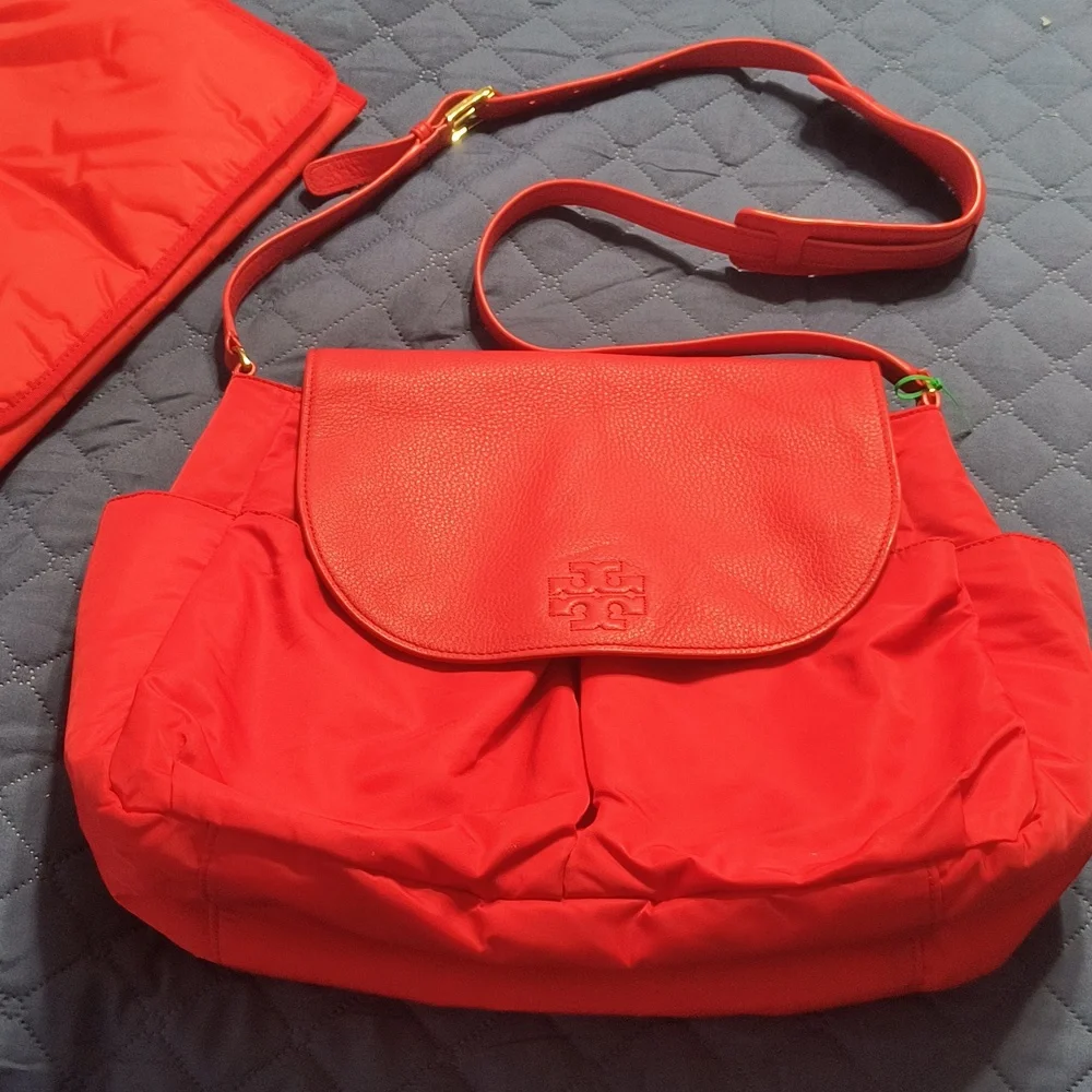 Tory Burch Thea red diaper bag messenger style bag/purse